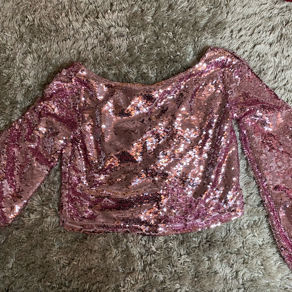 Nasty Gal Pink Sparkly Top